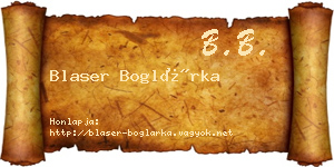 Blaser Boglárka névjegykártya